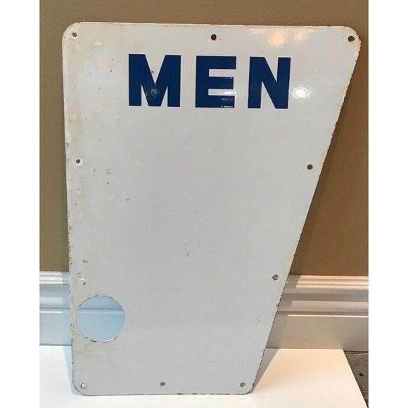 Vintage Porcelain Gas Station Signs - MEN & LADIES - Picture 1 of 4